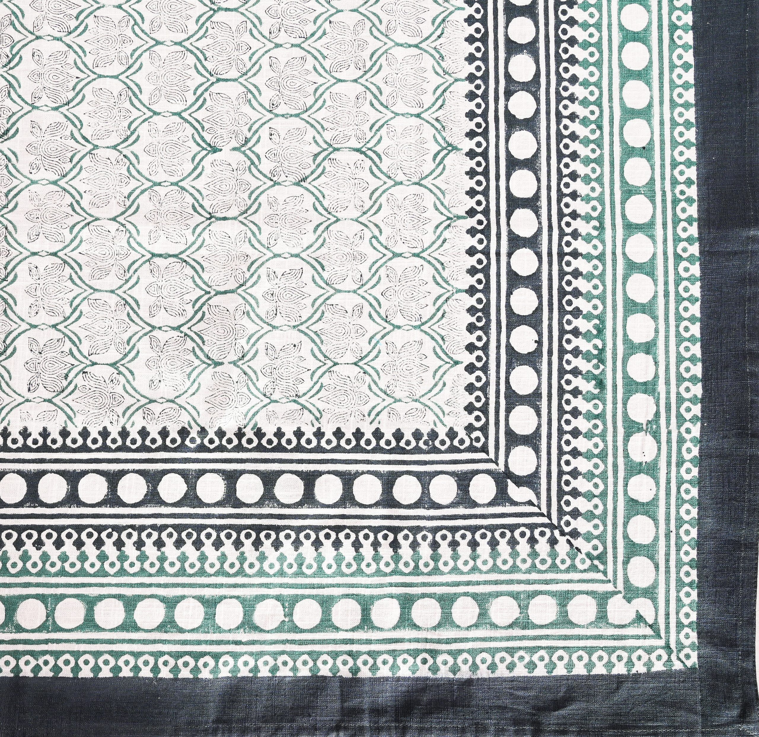Azureous Lotus Block Printed Table Cover - Image 4
