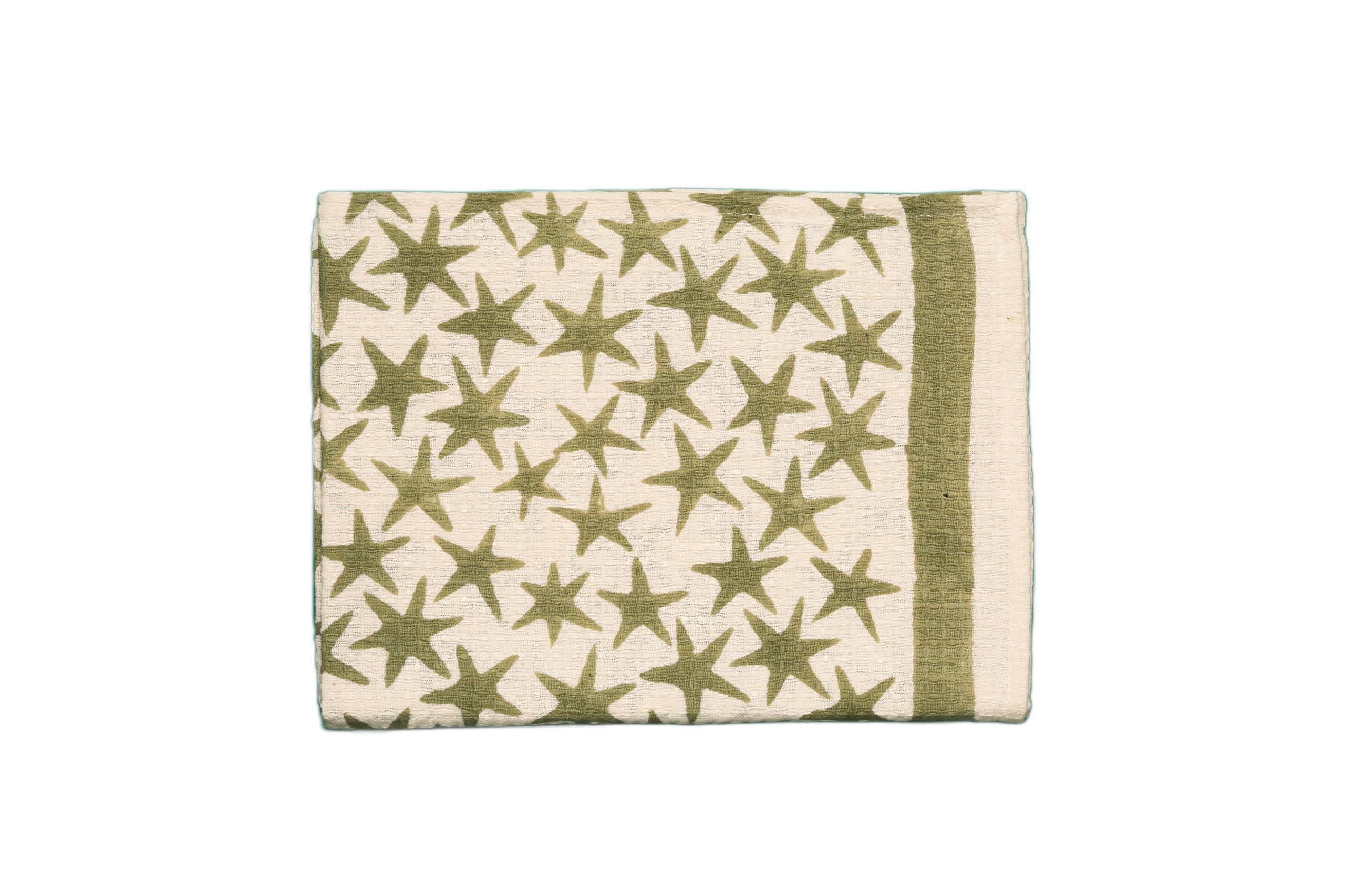 Green Alpha Star Block Printed Kids Bath Towels - Image 2