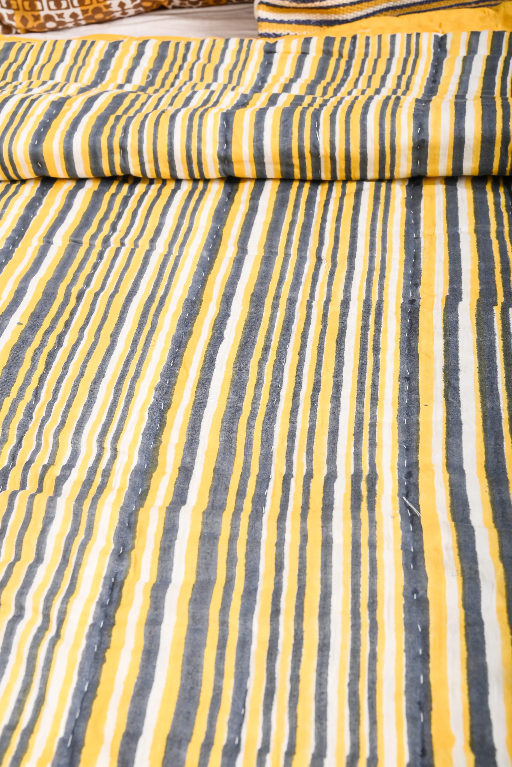 Yellow Fragrance Block Printed Quilt - Image 2