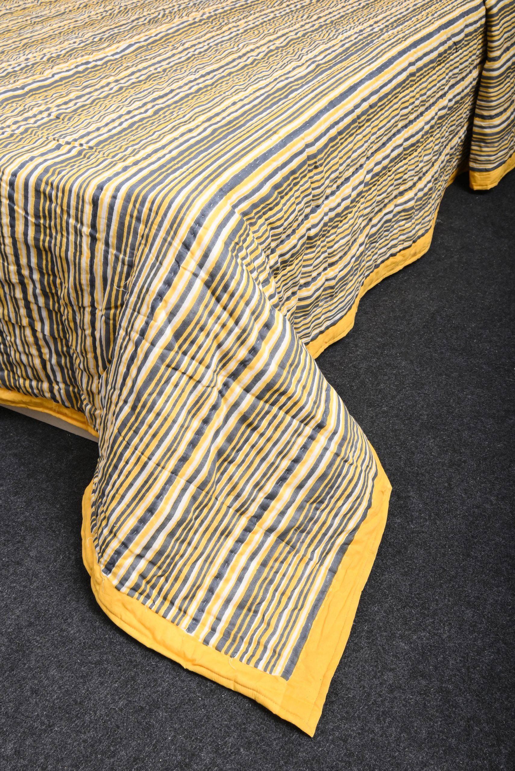 Yellow Fragrance Block Printed Quilt - Image 3