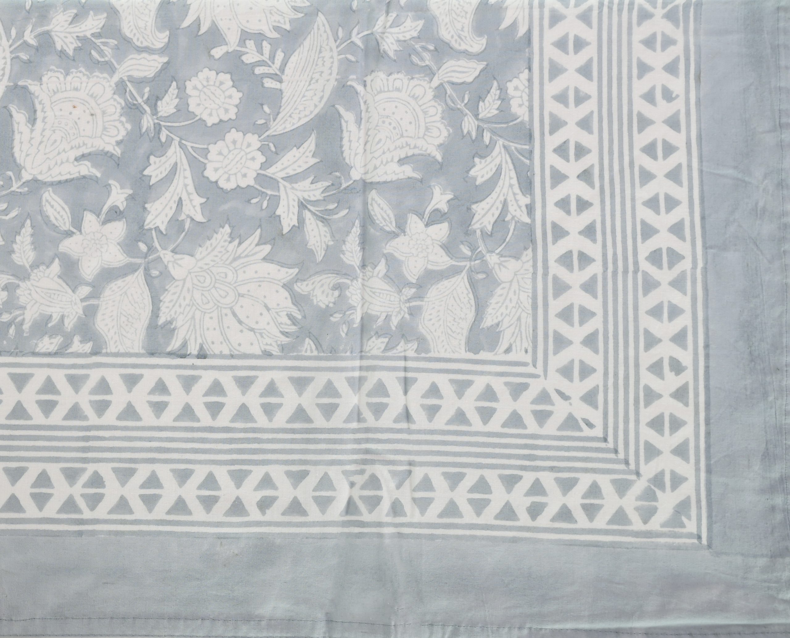 Blue PrimrRose Block Printed Table Cover - Image 4