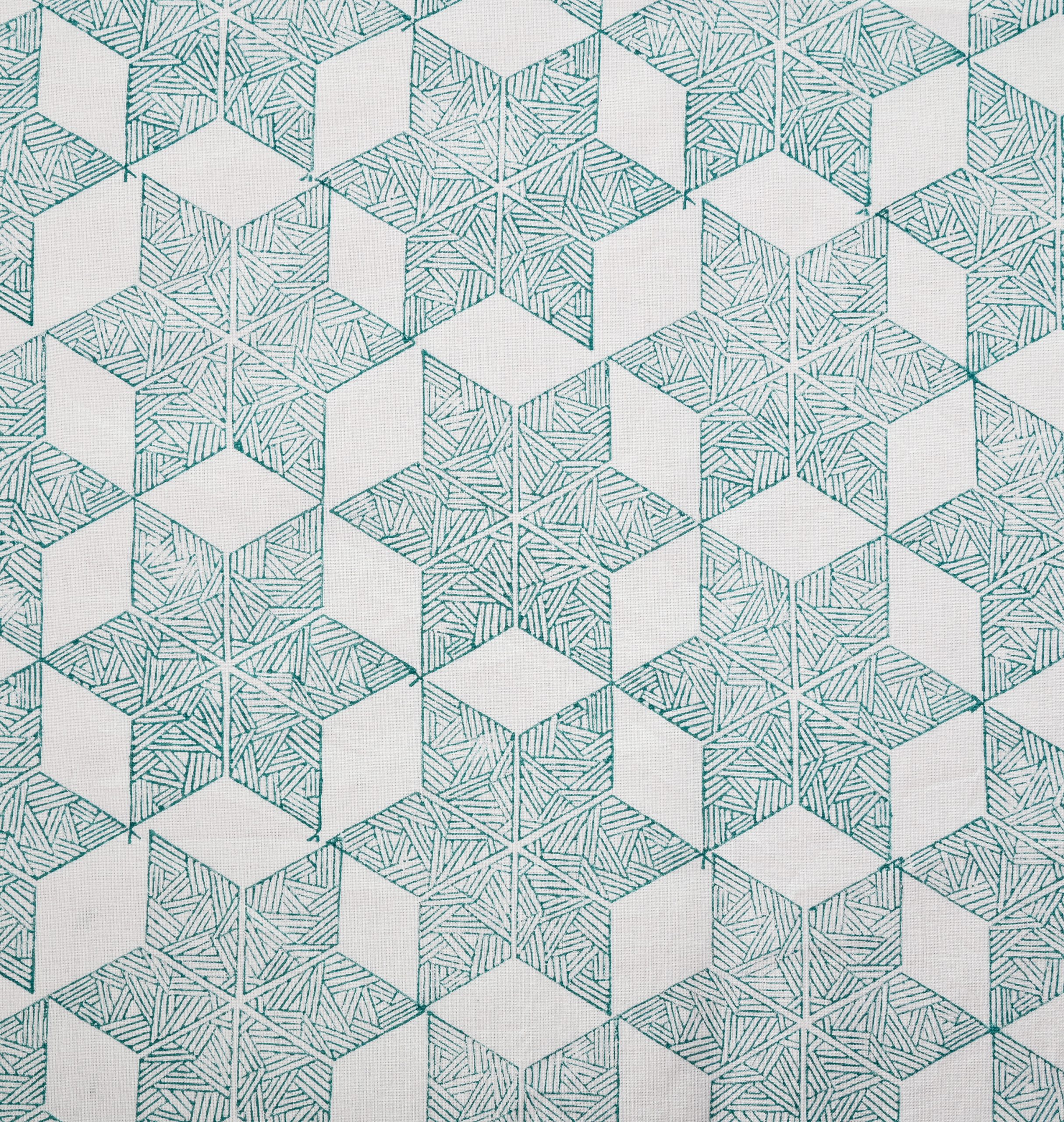 Green Dianthus Block Printed Table Cover - Image 3