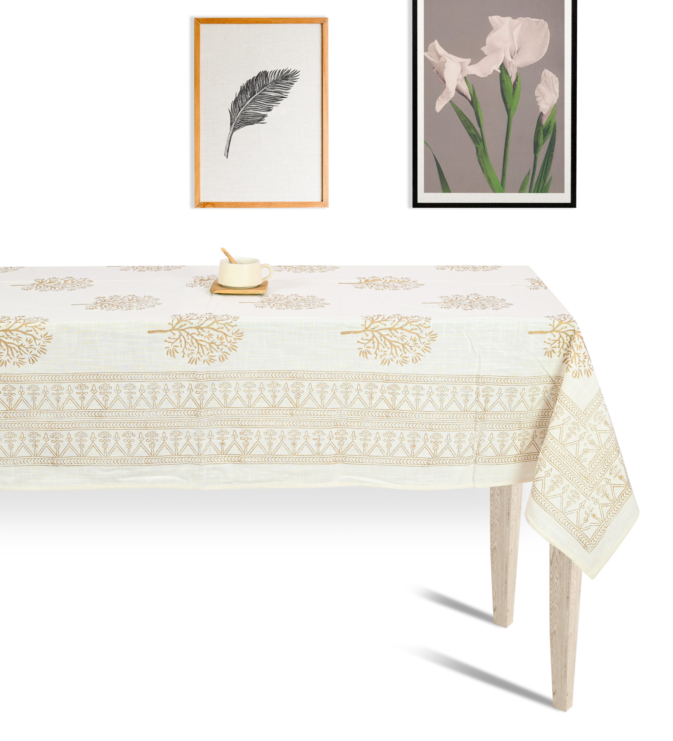 Golden Grain Block Printed Table Cover