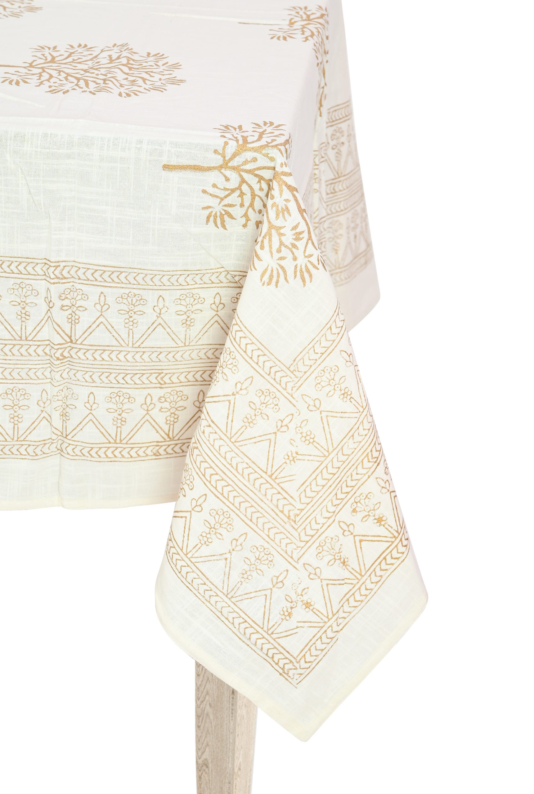 Golden Grain Block Printed Table Cover - Image 2