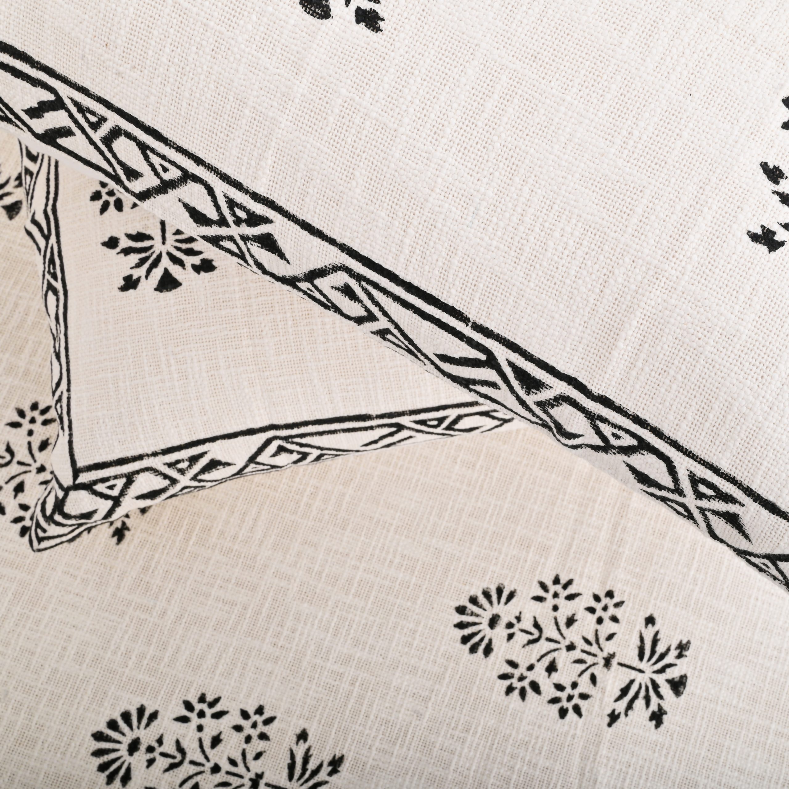 Black Hellebore Block Printed Bedcover + 2 Pillow Cover - Image 2