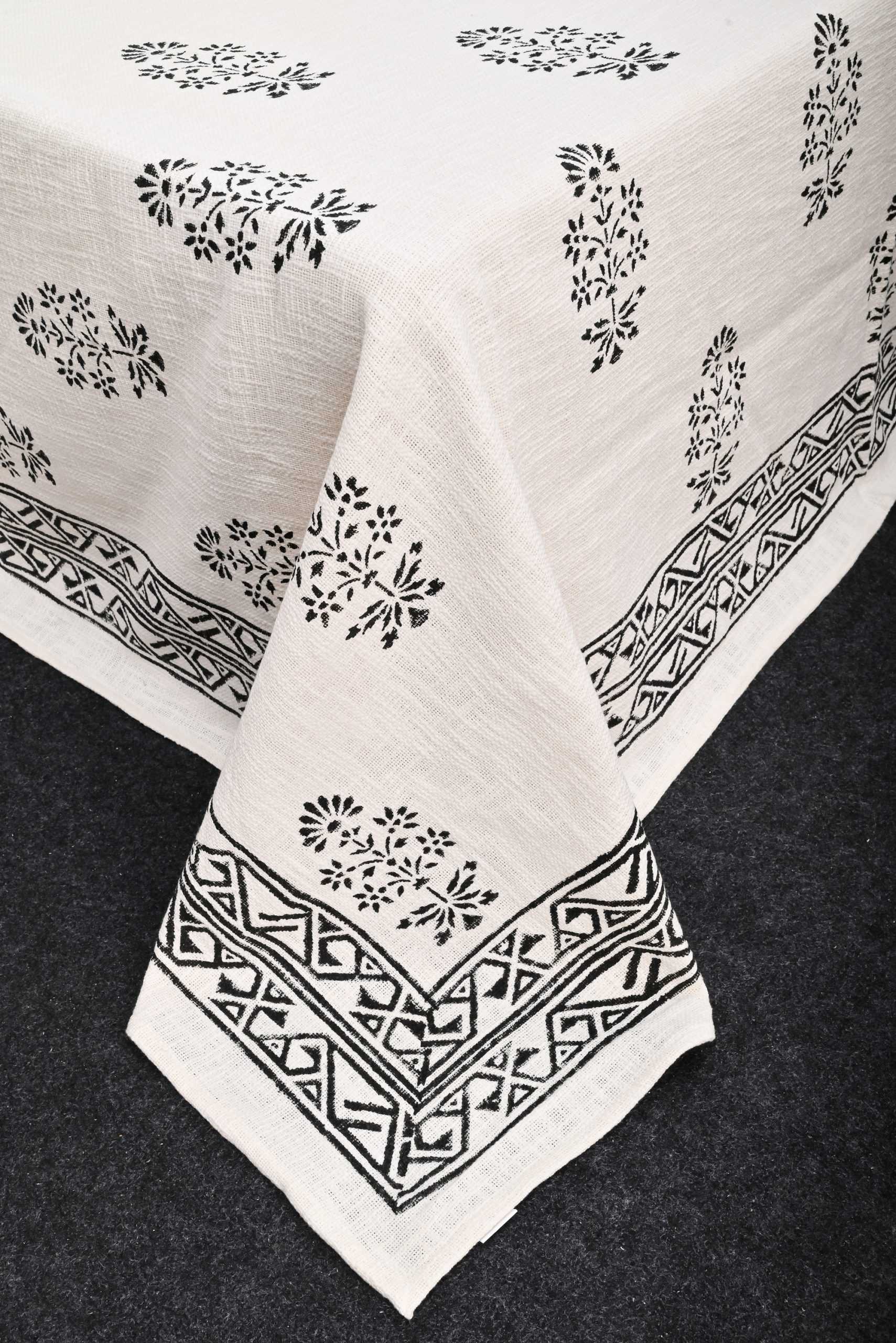 Black Hellebore Block Printed Bedcover + 2 Pillow Cover - Image 4