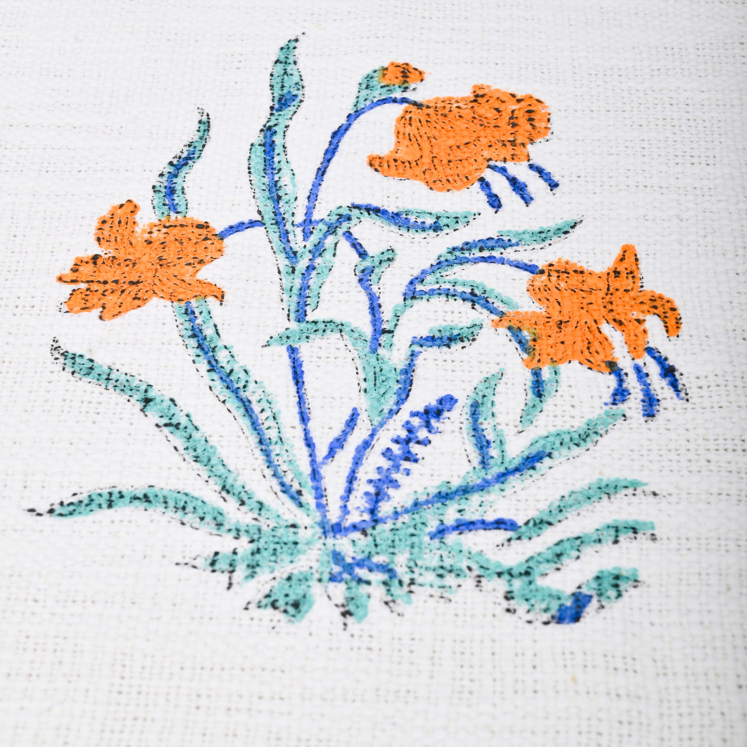 Spray Rose Block Printed Bedcover + 2 Pillow Cover - Image 4