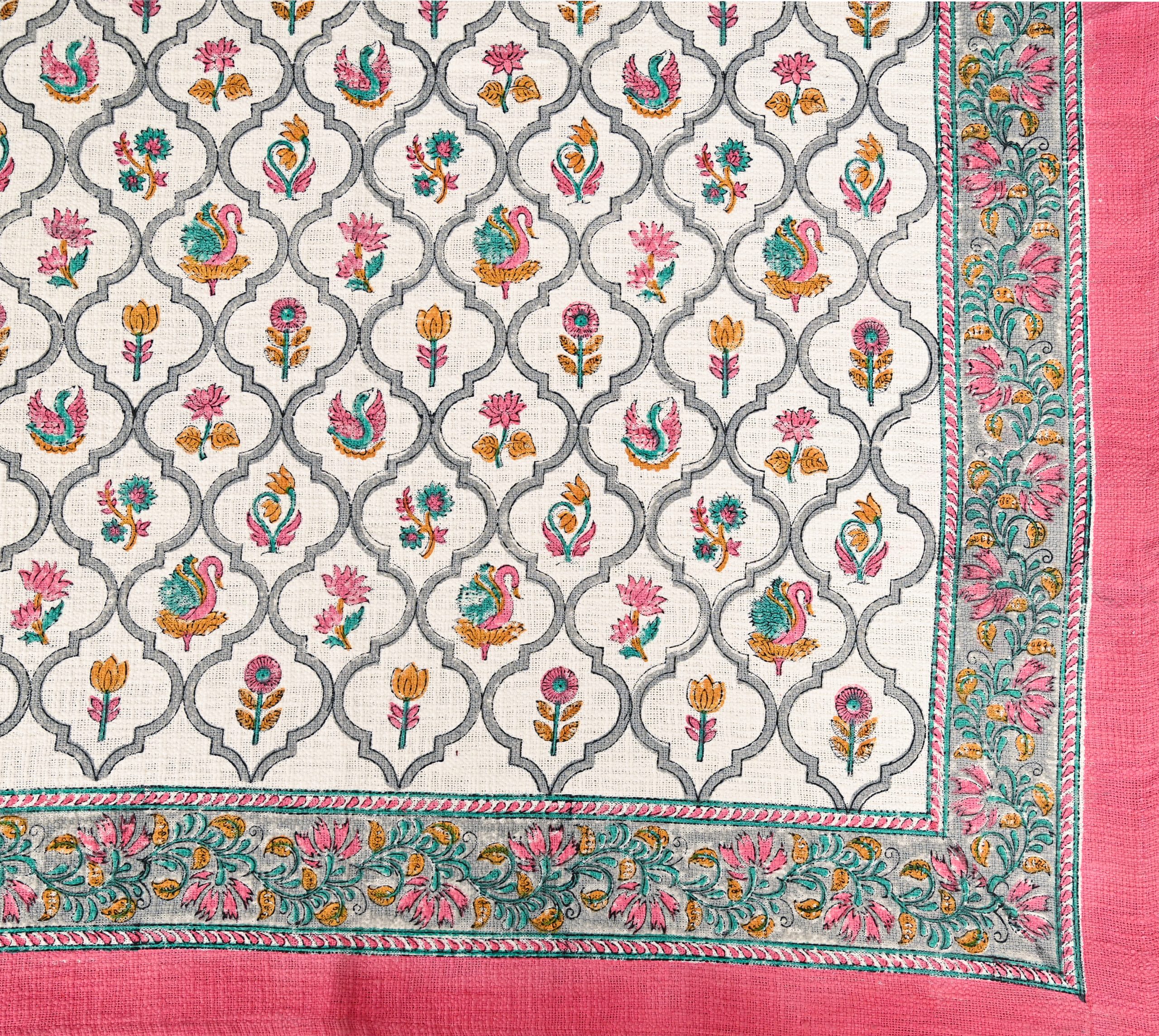 Foxglove Block Printed Bedcover + 2 Pillow Cover - Image 5
