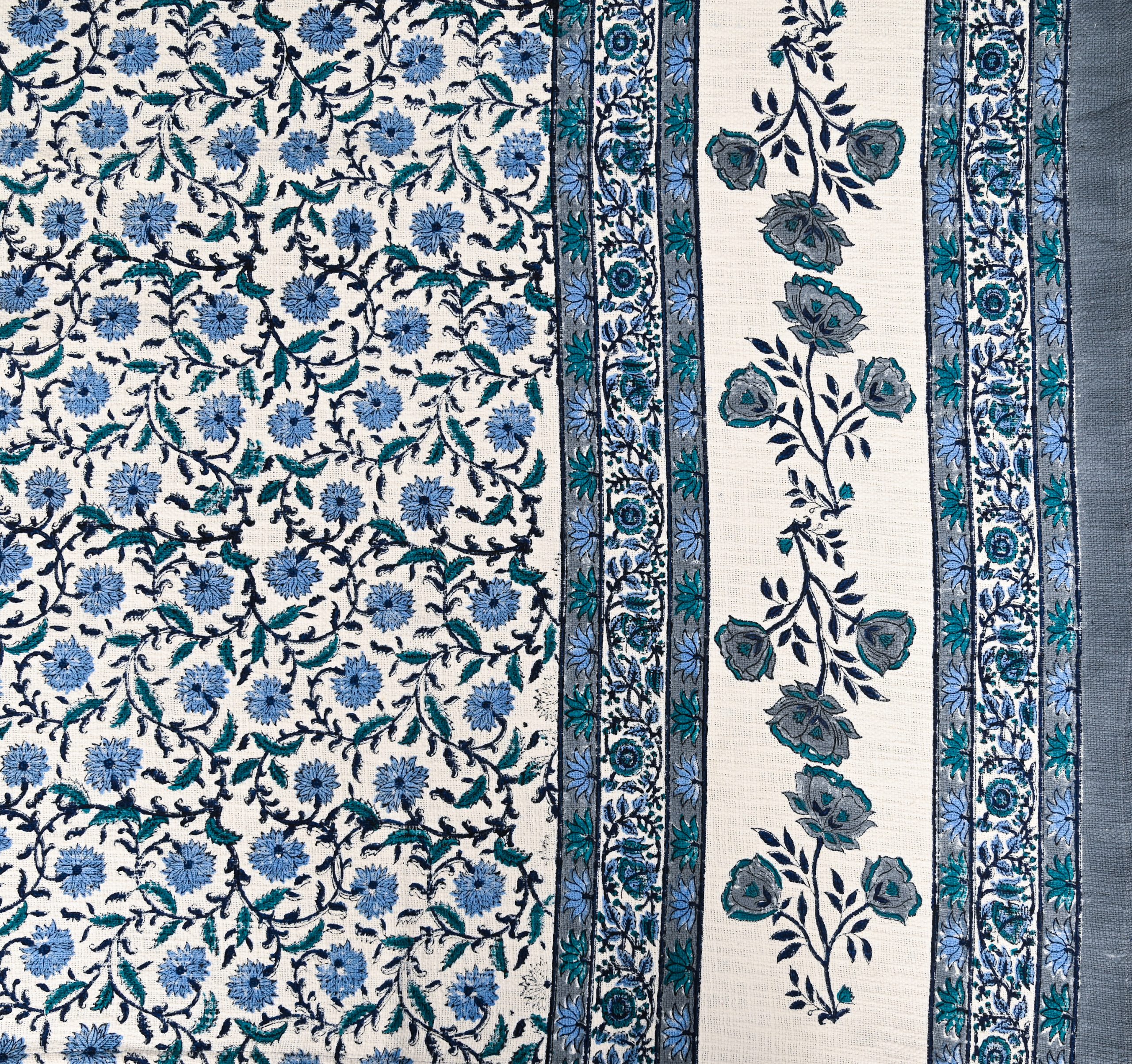 Blue Balloon Block Printed Bedcover + 2 Pillow Cover - Image 4