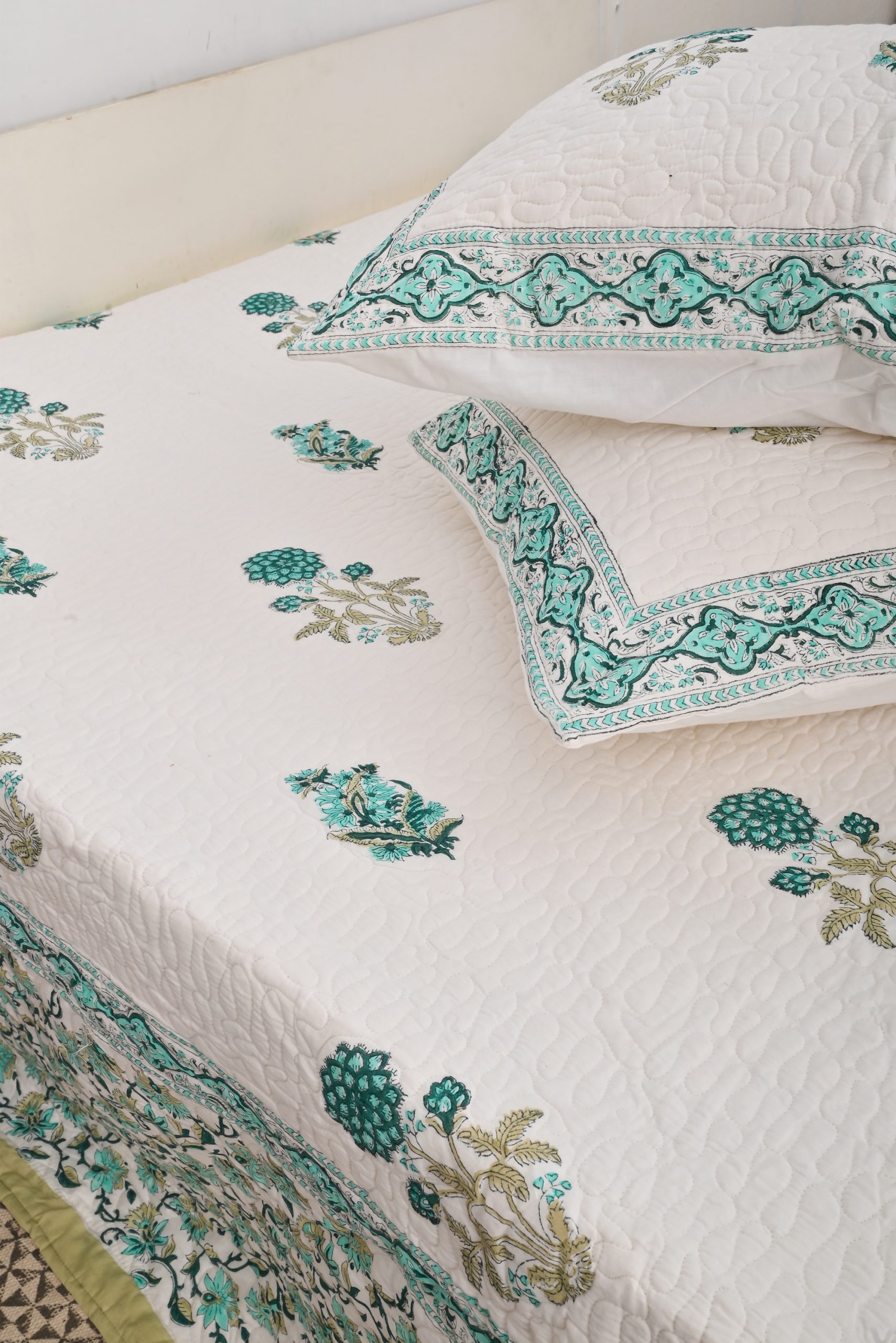 Lilac Hand Block Printed Bedcover + Pillow Cover - Image 2