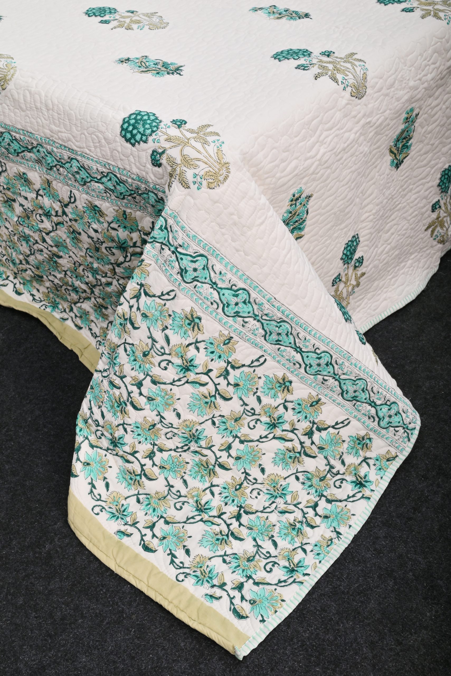 Lilac Hand Block Printed Bedcover + Pillow Cover - Image 3
