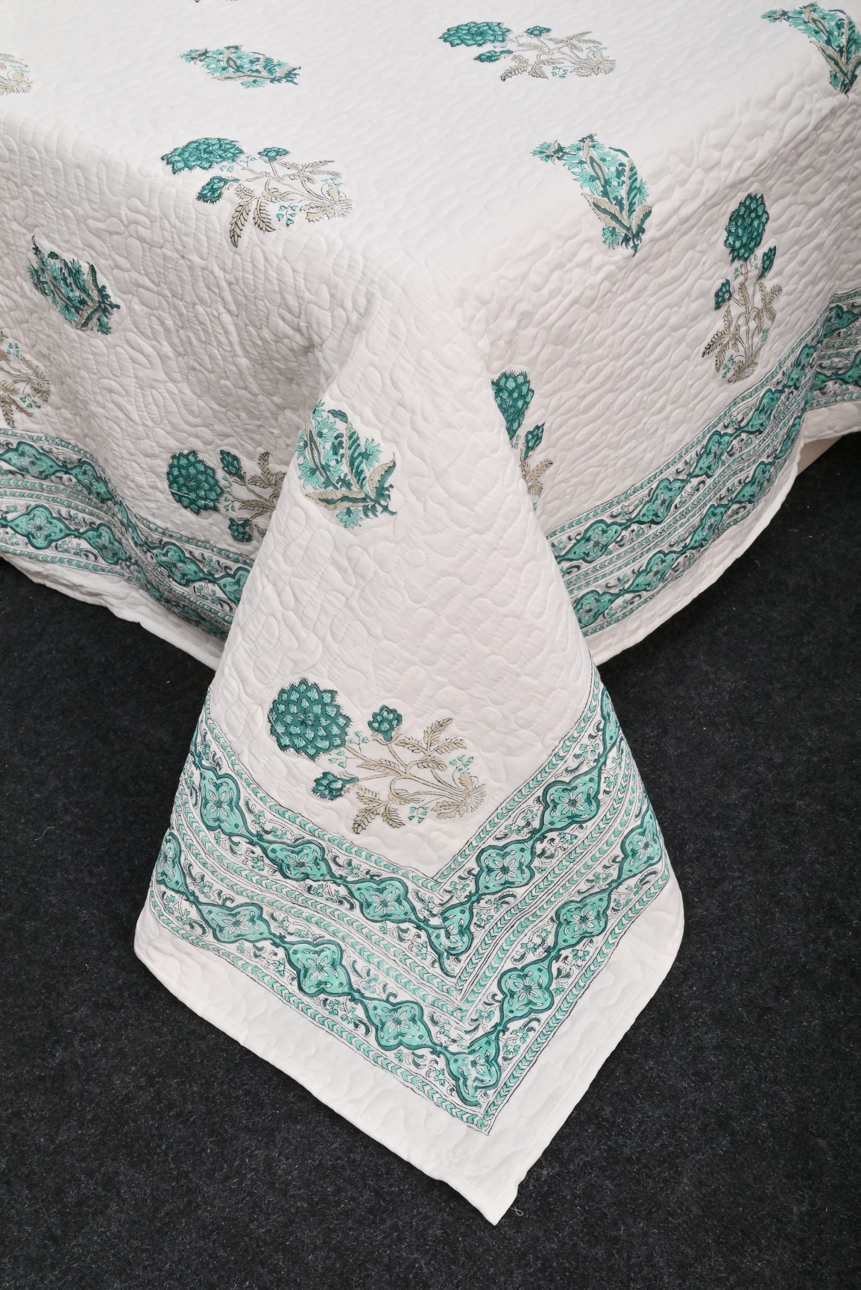 Snowdrop Hand Block Printed Bedcover + Pillow Cover - Image 4