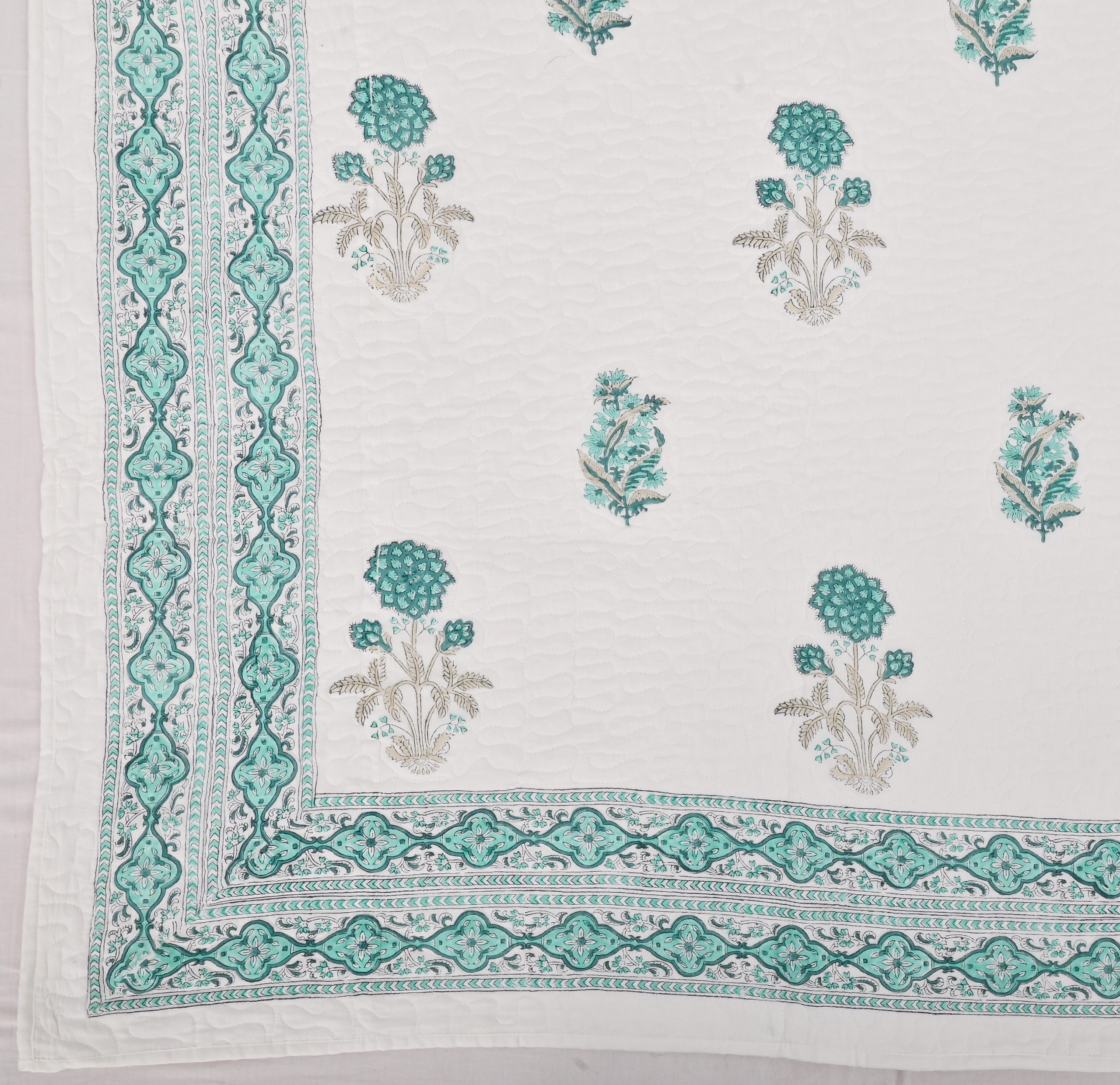 Snowdrop Hand Block Printed Bedcover + Pillow Cover - Image 6