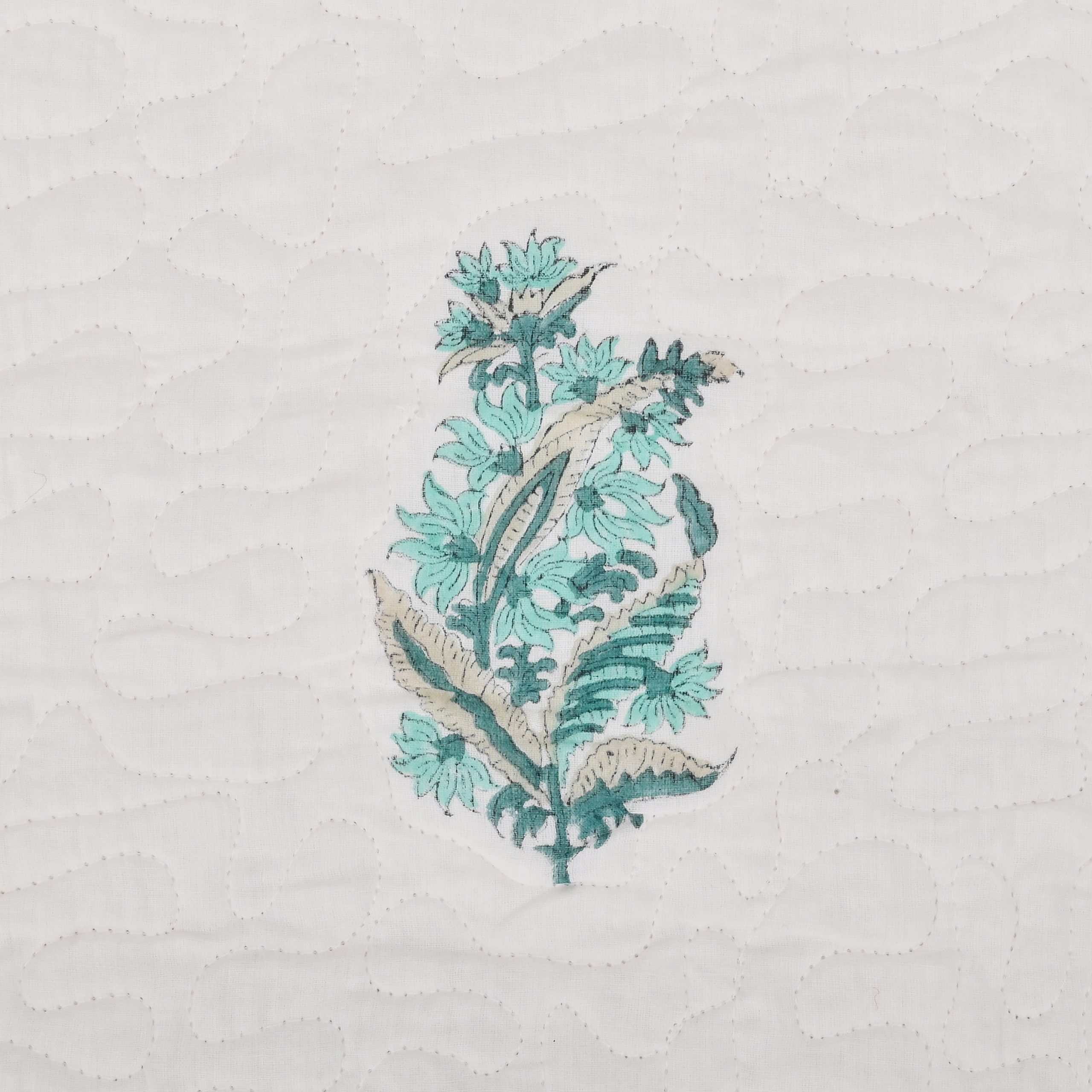 Snowdrop Hand Block Printed Bedcover + Pillow Cover - Image 5
