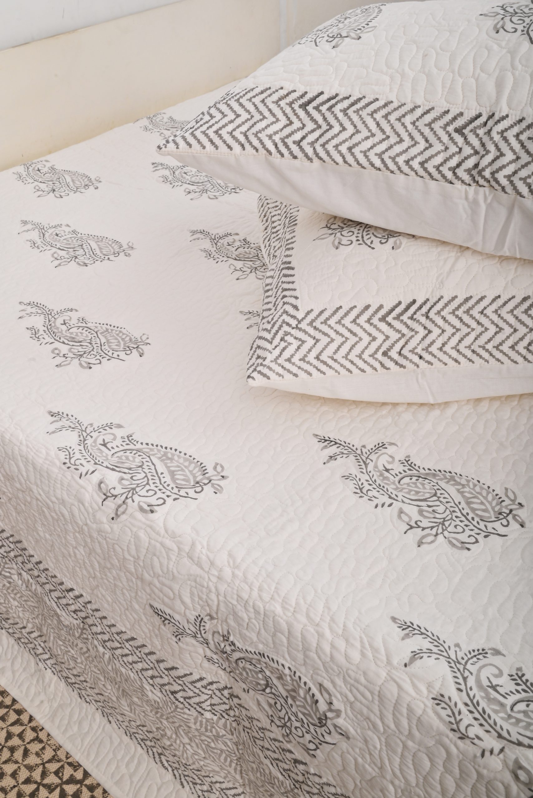Fern Hand Block Printed Bedcover + Pillow Cover - Image 2