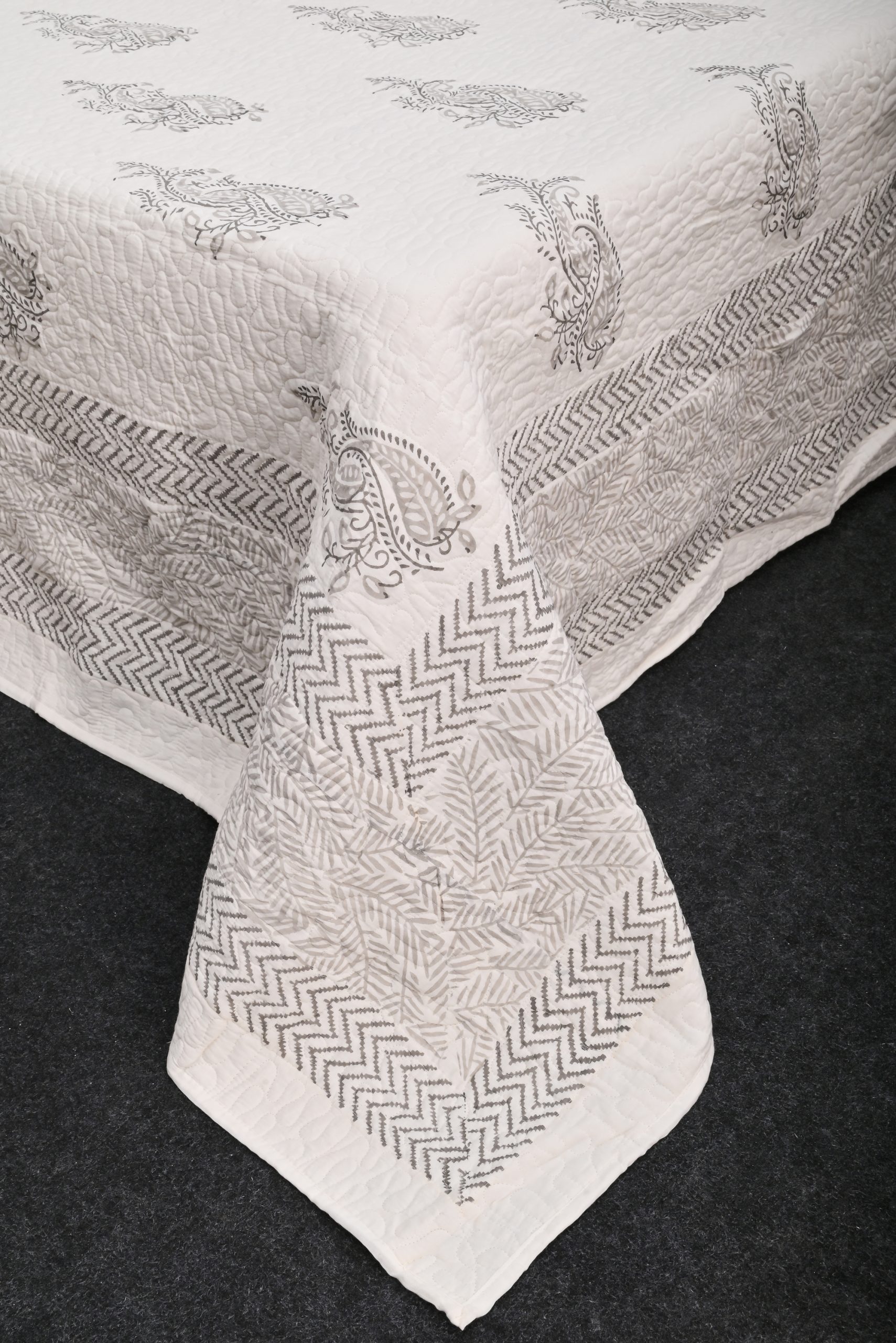 Fern Hand Block Printed Bedcover + Pillow Cover - Image 3