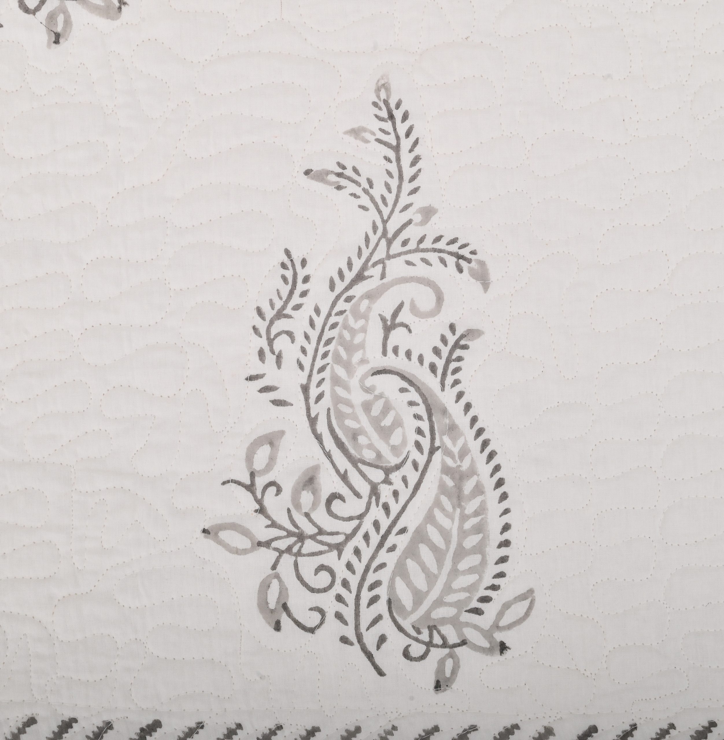 Fern Hand Block Printed Bedcover + Pillow Cover - Image 4
