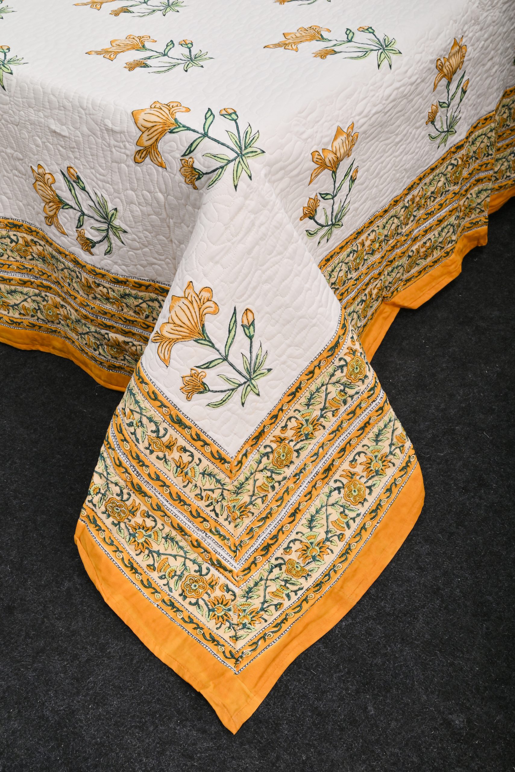 Sunflower Hand Block Printed Bedcover + Pillow Cover - Image 3