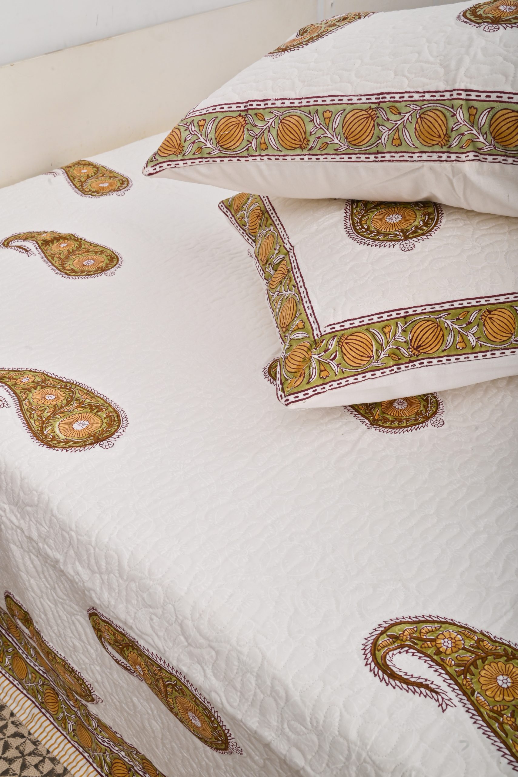 Primrose Hand Block Printed Bedcover + Pillow Cover - Image 2
