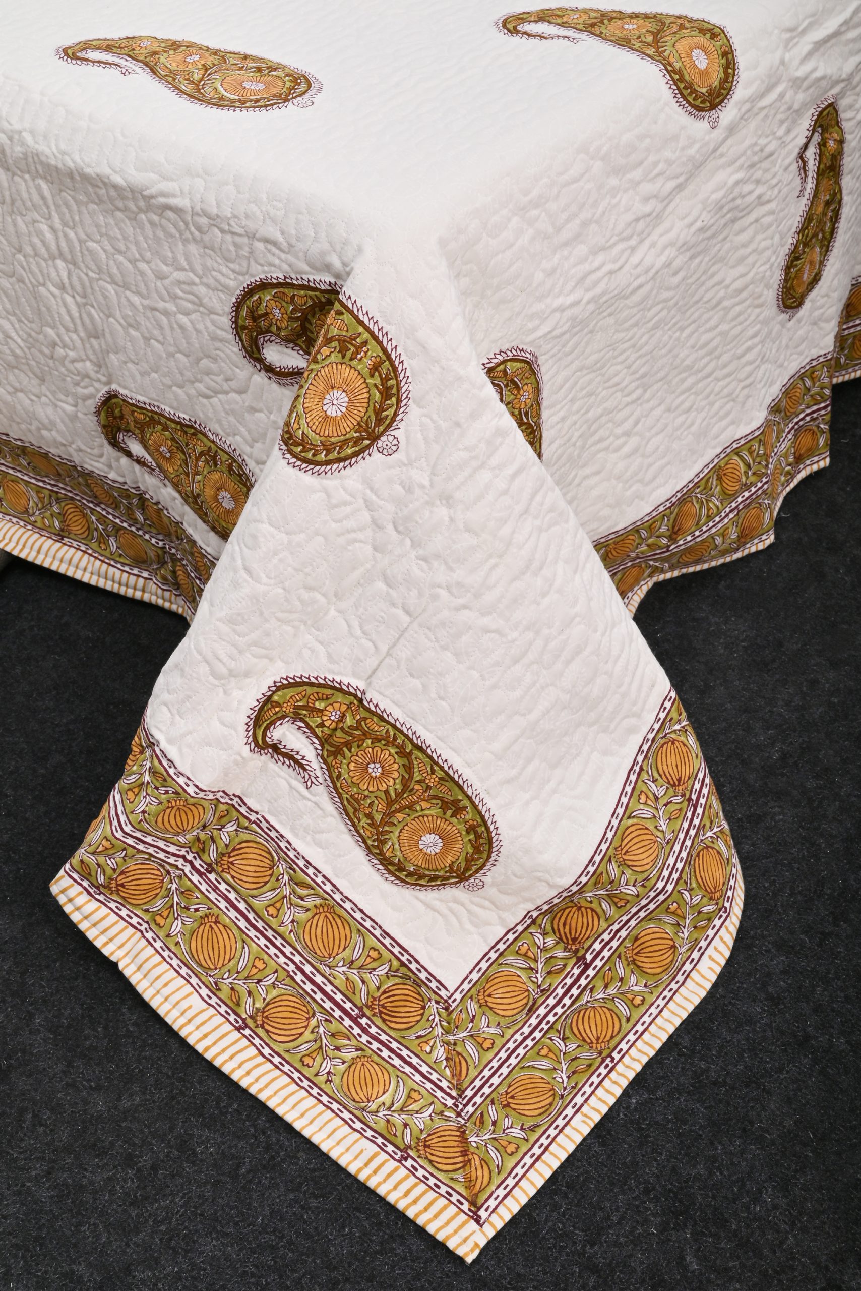 Primrose Hand Block Printed Bedcover + Pillow Cover - Image 4
