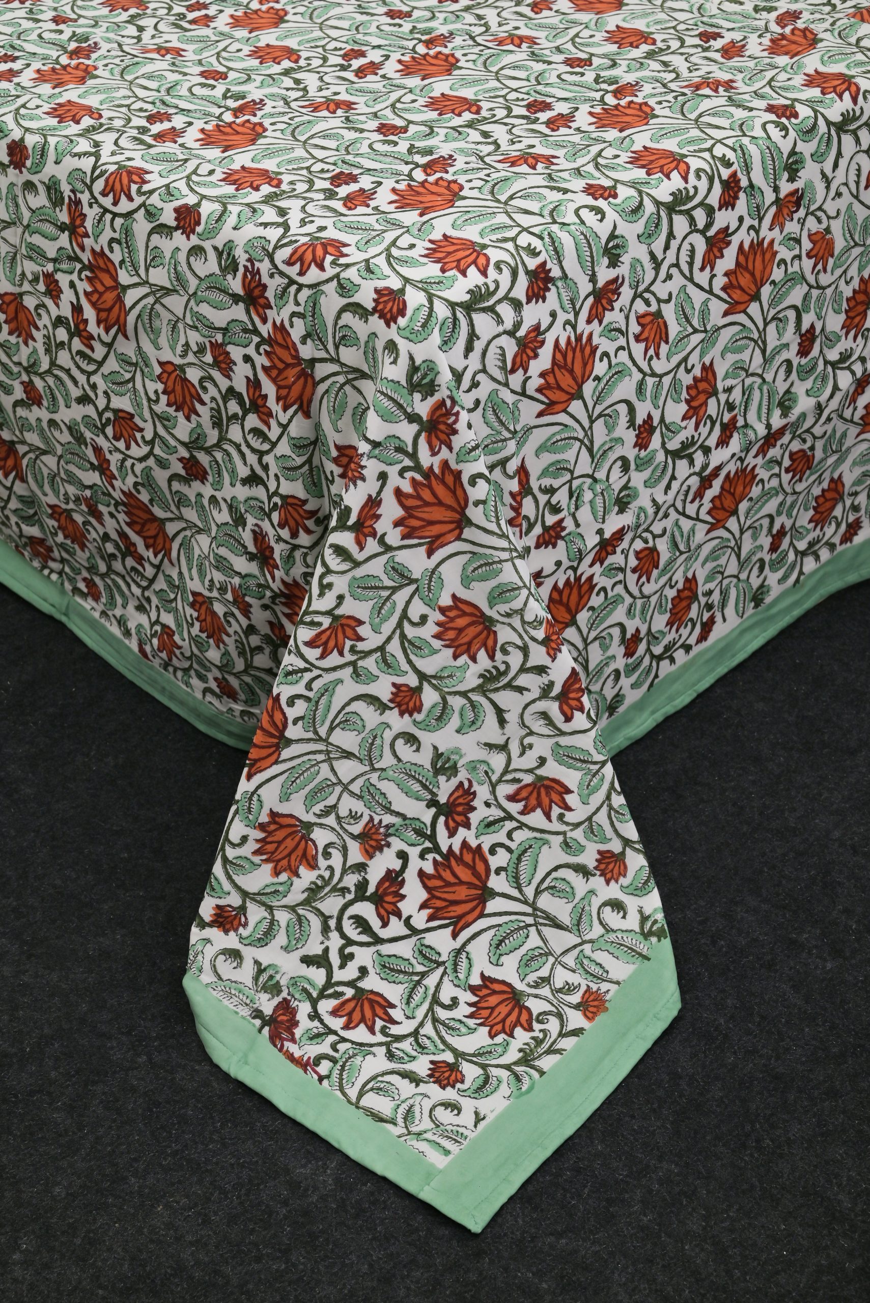 Green Orchids Block Printed Dohar - Image 4