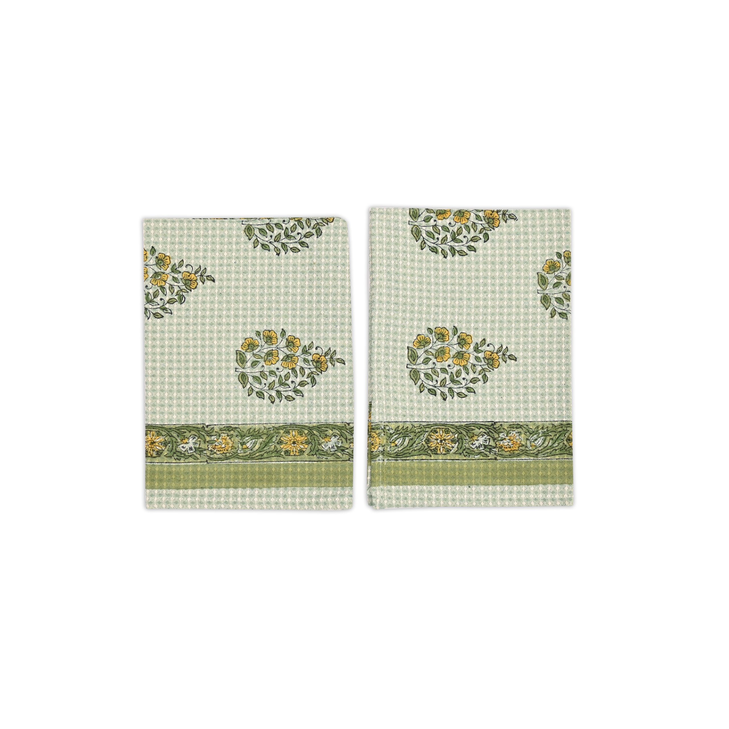 Water Lily Hand Block Printed Hand Towels - Image 2