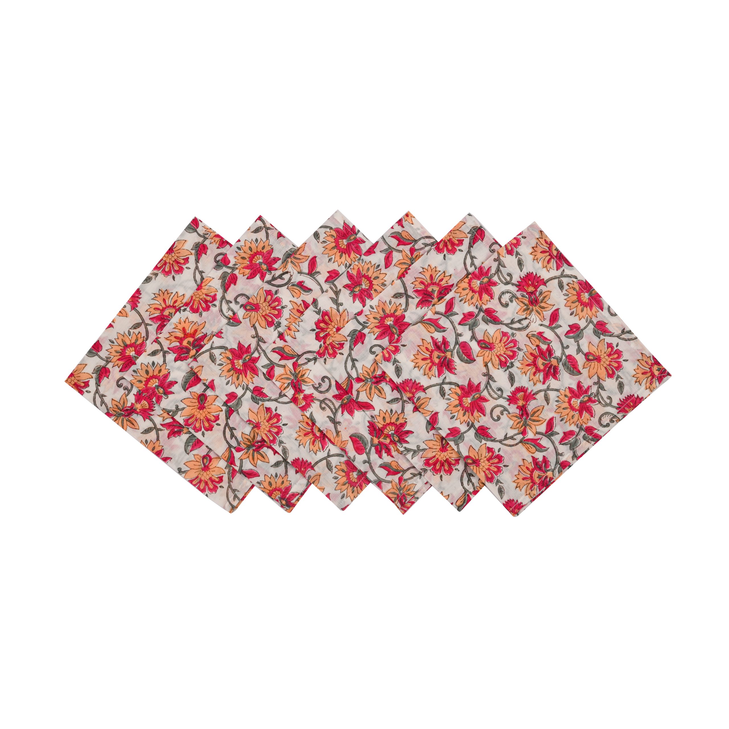 Perennial flowers Block Printed Placemat & Napkins - Image 5