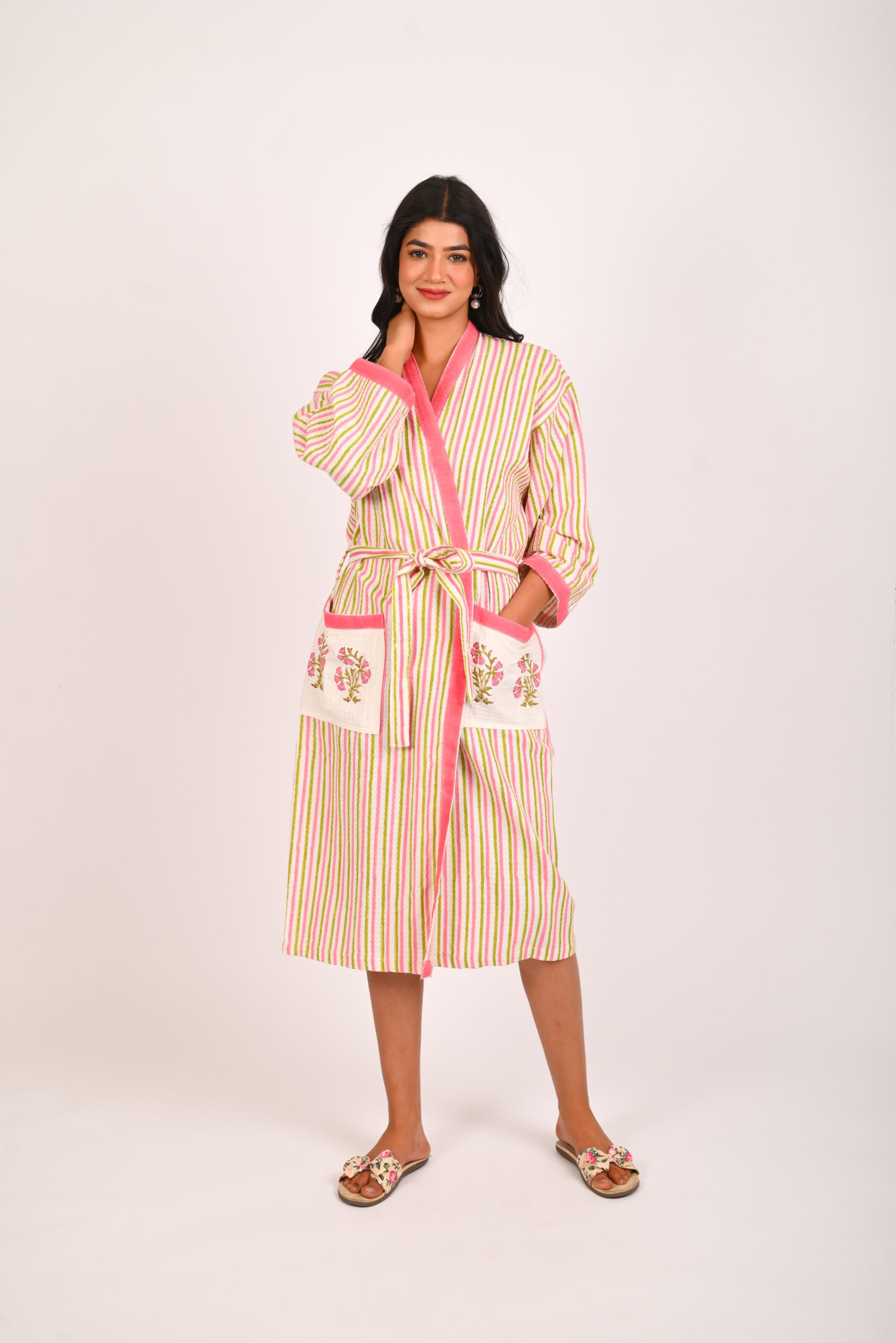 Alpine Pink Block Printed Bathrobe - Image 2