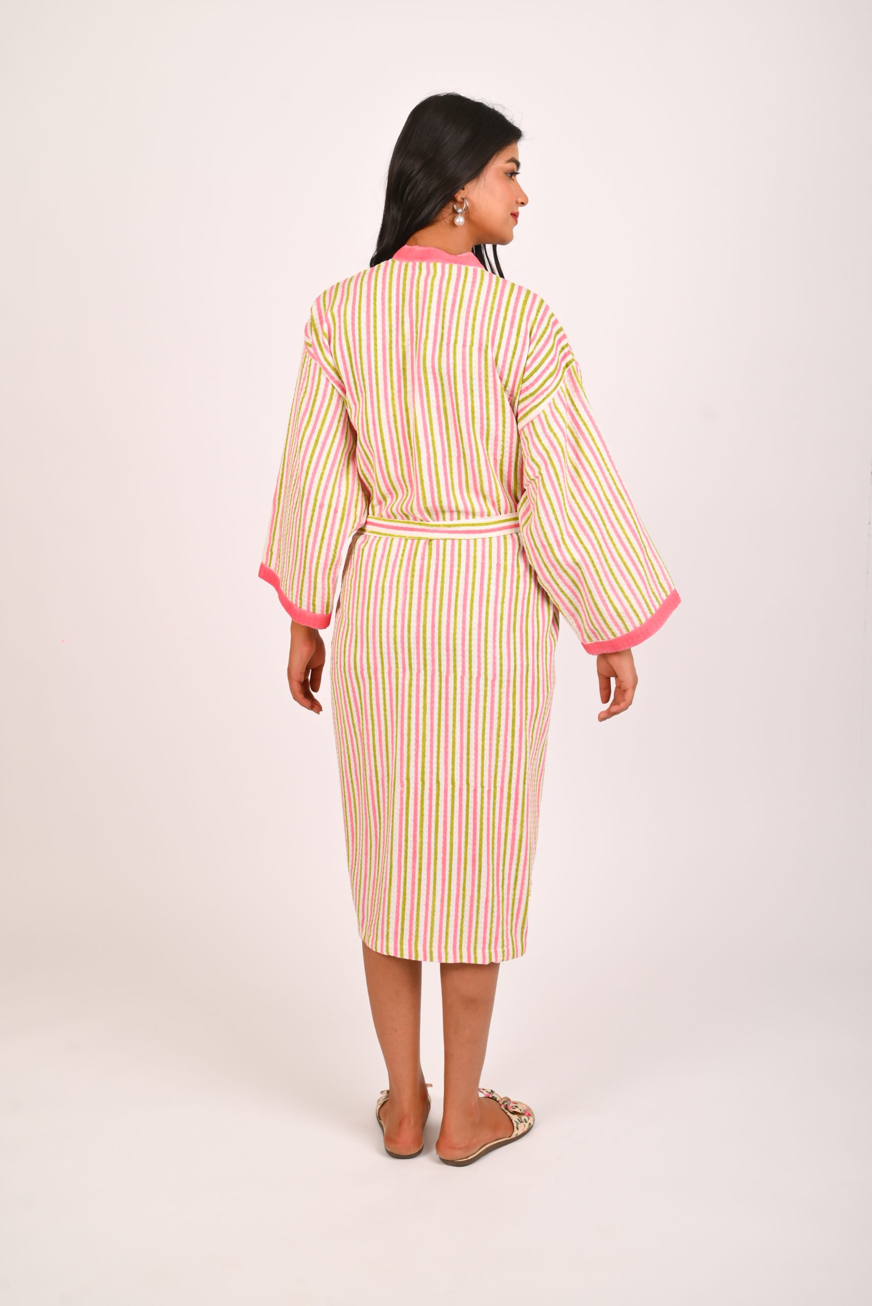 Alpine Pink Block Printed Bathrobe - Image 3