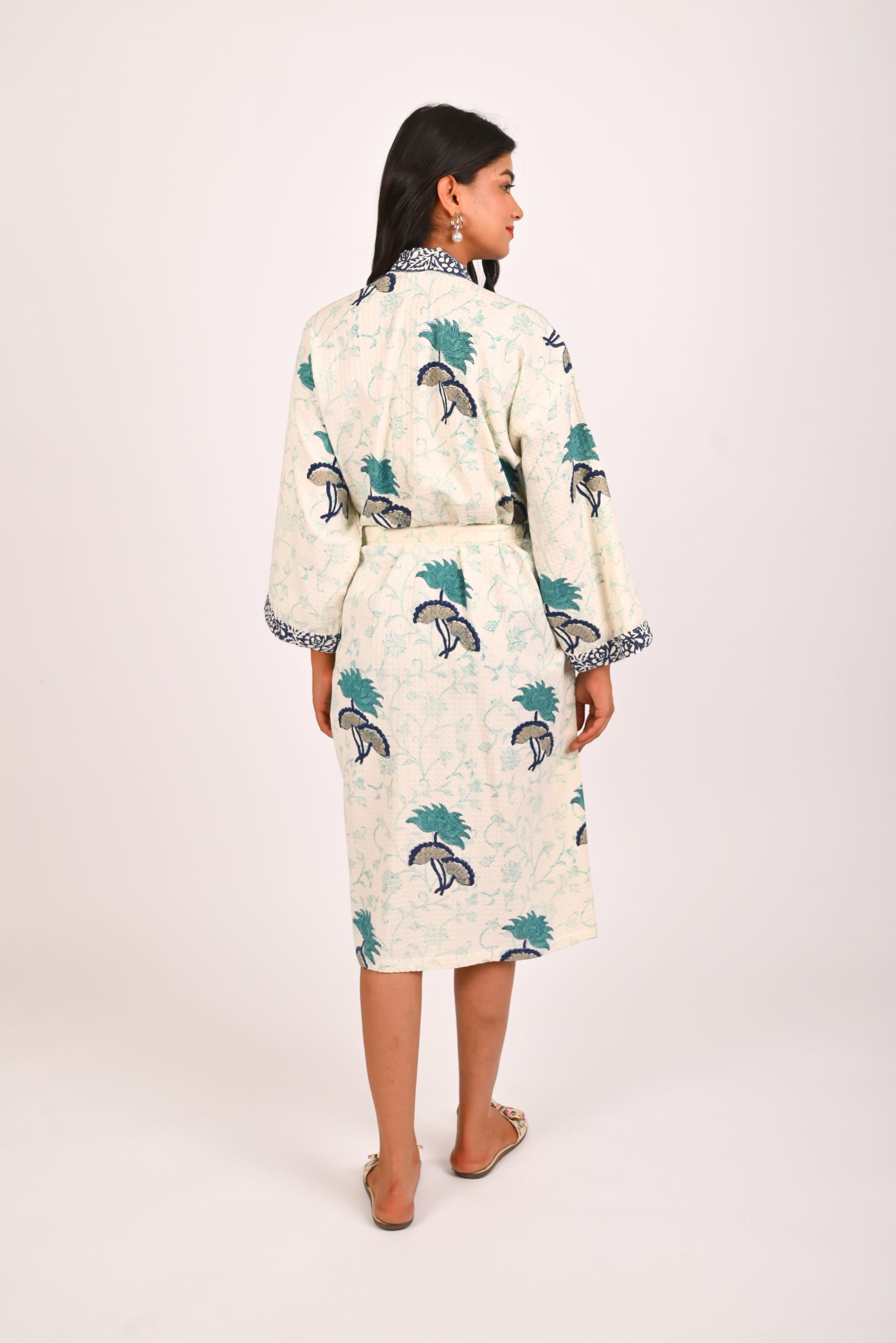 Bluebell Block Printed Bathrobe - Image 2
