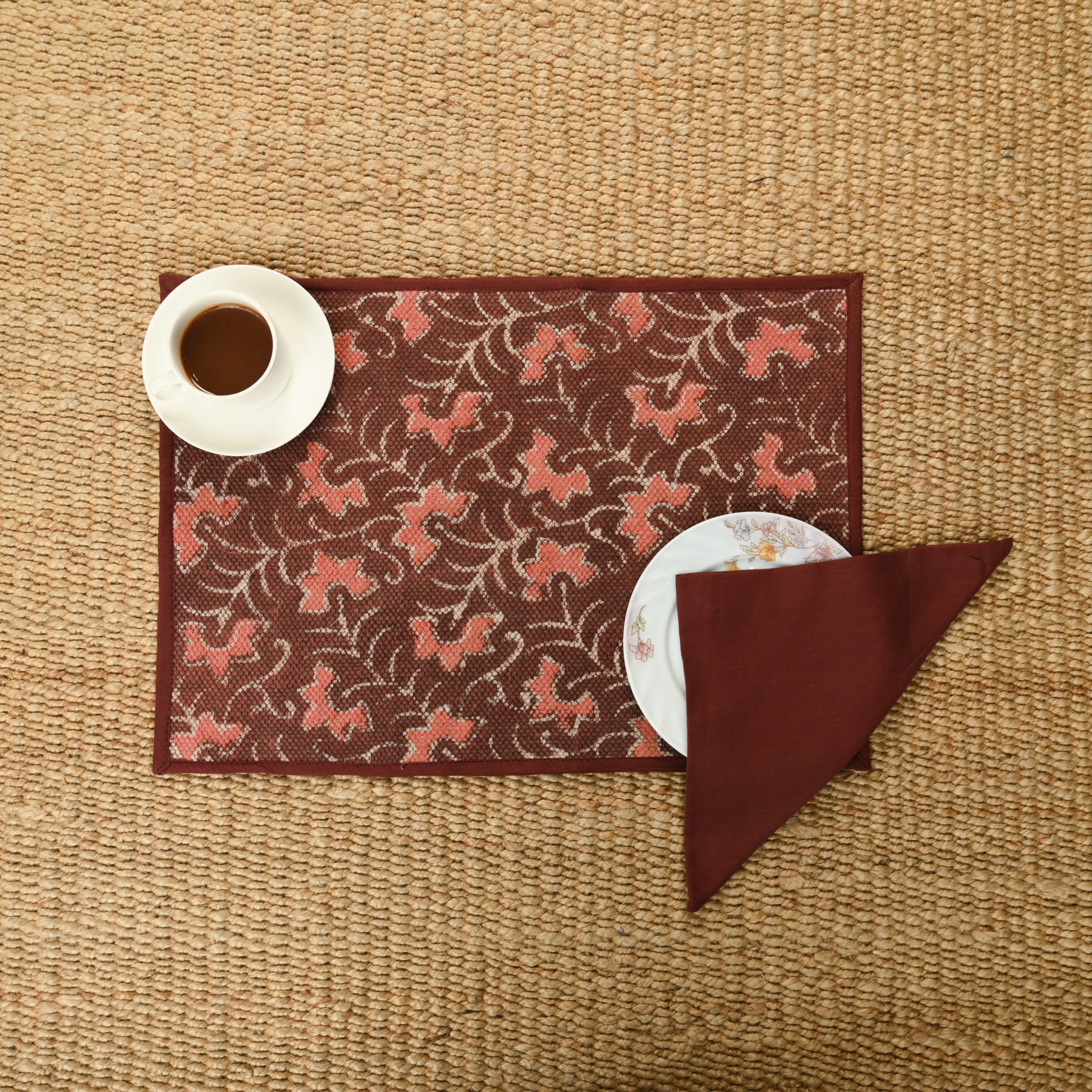 WaterLily Block Printed Placemat & Napkins