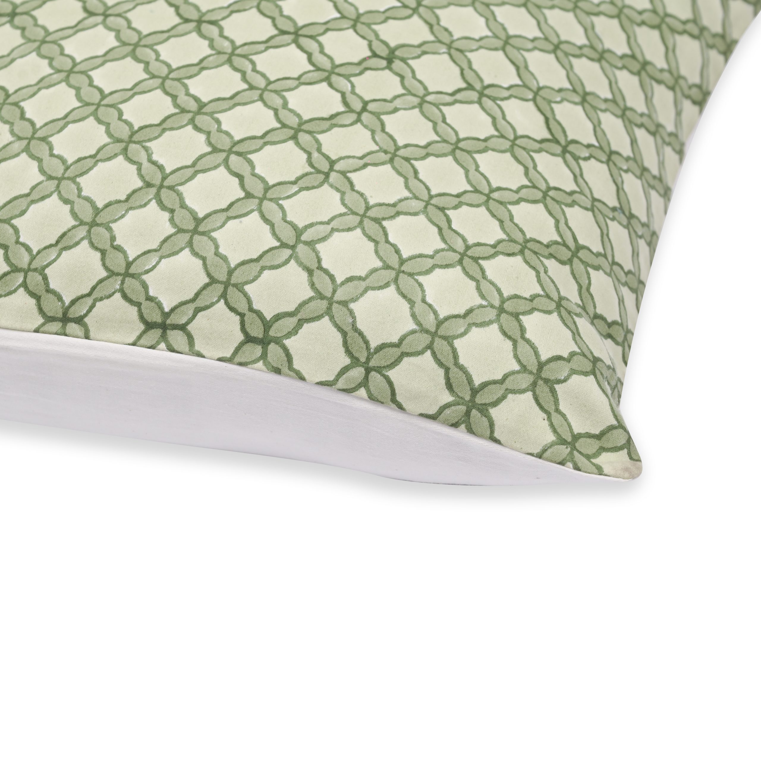 Green Walnut Block Printed Cushion Covers - Image 4